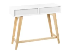 Console Blanc Et Bois Clair SULLY -Meilleur Meubles Magasin console 12593813