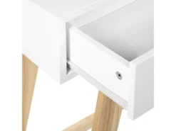 Console Blanc Et Bois Clair SULLY -Meilleur Meubles Magasin console 12593815