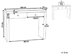 Coiffeuse Effet Miroir Avec 2 Tiroirs MARLE -Meilleur Meubles Magasin console 16285419