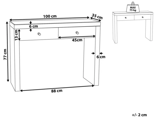 Coiffeuse Effet Miroir Avec 2 Tiroirs MARLE -Meilleur Meubles Magasin console 16285419