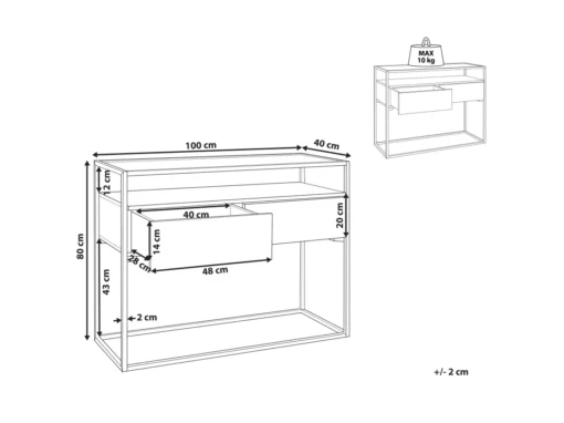 Console Avec Plateau Verre Et 2 Tiroirs En MDF Bois Foncé Et Noir MAUK -Meilleur Meubles Magasin console 16285539