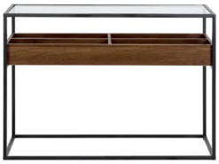 Console Au Plateau De Verre Bois Sombre/noir WACO -Meilleur Meubles Magasin console 16710883
