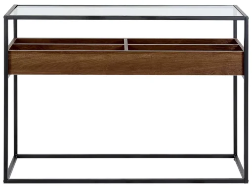 Console Au Plateau De Verre Bois Sombre/noir WACO -Meilleur Meubles Magasin console 16710883