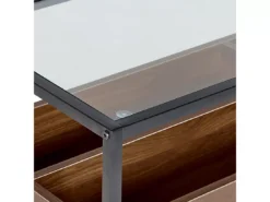Console Au Plateau De Verre Bois Sombre/noir WACO -Meilleur Meubles Magasin console 16710885