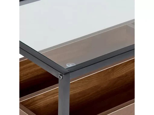 Console Au Plateau De Verre Bois Sombre/noir WACO -Meilleur Meubles Magasin console 16710885