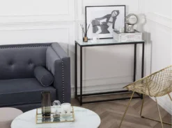 Table Console Imitation Marbre Blanc DELANO -Meilleur Meubles Magasin console 16710981