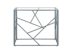 Table Console Argenté En Verre ORLAND -Meilleur Meubles Magasin console 16711001