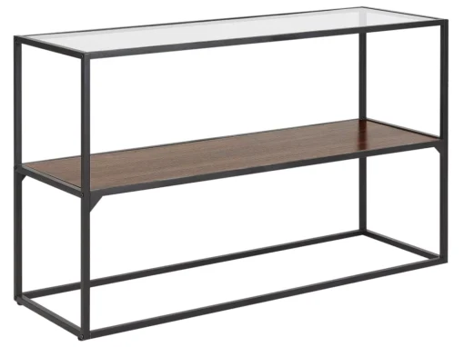 Console Avec Plateau De Verre Bois Sombre/noir TAOS -Meilleur Meubles Magasin console 16711061