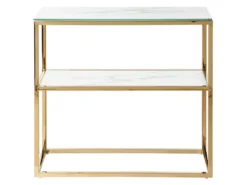 Console à Plateau En Verre Effet Marbre Blanc/dorée AZUSA -Meilleur Meubles Magasin console 17178083