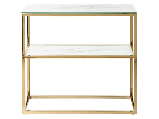 Console à Plateau En Verre Effet Marbre Blanc/dorée AZUSA -Meilleur Meubles Magasin console 17178083