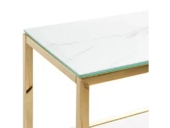 Console à Plateau En Verre Effet Marbre Blanc/dorée AZUSA -Meilleur Meubles Magasin console 17178085