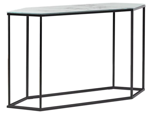 Console Avec Plateau En Verre Effet Marbre Blanc / Noir PERRIN -Meilleur Meubles Magasin console 17468589
