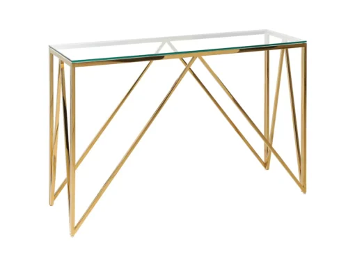 Console Dorée Au Plateau De Verre WESO -Meilleur Meubles Magasin console 17468611