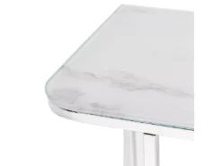 Console En Verre Et Acier Effet Marbre Blanc Et Argenté CALVERT -Meilleur Meubles Magasin console 17468673