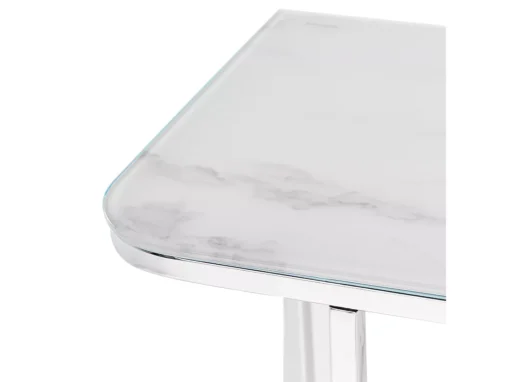 Console En Verre Et Acier Effet Marbre Blanc Et Argenté CALVERT -Meilleur Meubles Magasin console 17468673