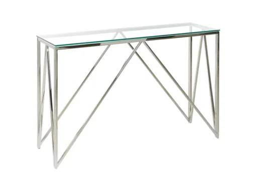 Console Argentée Au Plateau De Verre WESO -Meilleur Meubles Magasin console 17468695