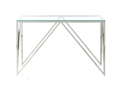 Console Argentée Au Plateau De Verre WESO -Meilleur Meubles Magasin console 17468701