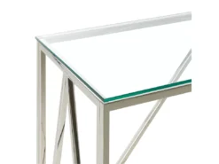 Console Argentée Au Plateau De Verre WESO -Meilleur Meubles Magasin console 17468703