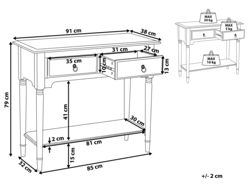 Console Blanche Avec 2 Tiroirs LOWELL -Meilleur Meubles Magasin console 18030887
