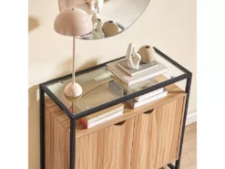 Table Console, Table D’Entrée, Meuble D’Entrée, Bout De Canapé - 1 Étagère Et 2 Portes, FSB55-N -Meilleur Meubles Magasin console 19183597