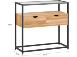 Table Console, Table D’Entrée, Meuble D’Entrée Avec 2 Tiroirs Surface En Verre Transparent, FSB54-N -Meilleur Meubles Magasin console 19406625