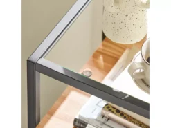 Table Console, Table D’Entrée, Meuble D’Entrée Avec 2 Tiroirs Surface En Verre Transparent, FSB54-N -Meilleur Meubles Magasin console 19406633