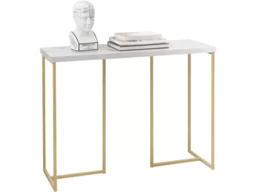 Table Console Table D'Appoint Bout De Canapé Table D’Entrée Effet Marbre Cadre En Fer, FSB58-G -Meilleur Meubles Magasin console 19406723