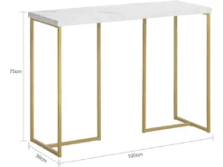 Table Console Table D'Appoint Bout De Canapé Table D’Entrée Effet Marbre Cadre En Fer, FSB58-G -Meilleur Meubles Magasin console 19406727