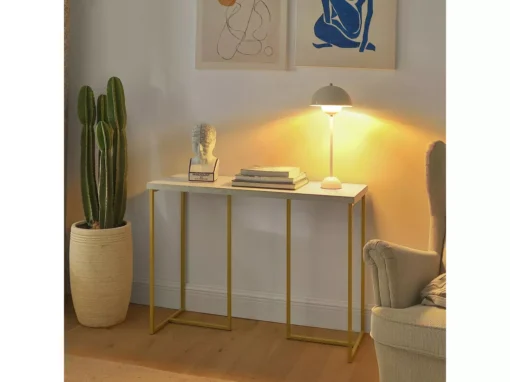 Table Console Table D'Appoint Bout De Canapé Table D’Entrée Effet Marbre Cadre En Fer, FSB58-G -Meilleur Meubles Magasin console 19406729
