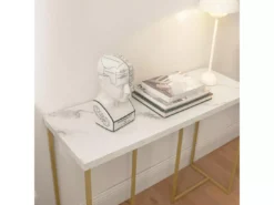 Table Console Table D'Appoint Bout De Canapé Table D’Entrée Effet Marbre Cadre En Fer, FSB58-G -Meilleur Meubles Magasin console 19406733