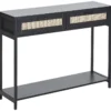 Console à 2 Tiroirs Noir Et Rotin Naturel OPOCO -Meilleur Meubles Magasin console 22099157