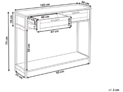 Console à 2 Tiroirs Noir Et Rotin Naturel OPOCO -Meilleur Meubles Magasin console 22099161