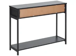 Console à 2 Tiroirs Noir Et Rotin Naturel OPOCO -Meilleur Meubles Magasin console 22099167