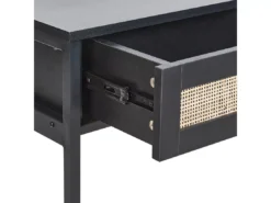 Console à 2 Tiroirs Noir Et Rotin Naturel OPOCO -Meilleur Meubles Magasin console 22099169