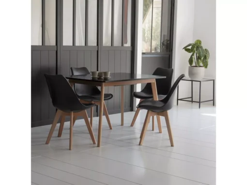 Ensemble Table Extensible 120/160cm HELGA Et 4 Chaises NORA Noir - HAPPY GARDEN -Meilleur Meubles Magasin ensemble table et chaise 10780923