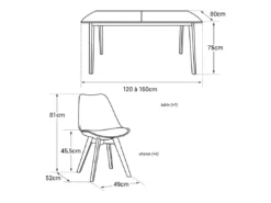 Ensemble Table Extensible 120/160cm HELGA Et 4 Chaises NORA Noir - HAPPY GARDEN -Meilleur Meubles Magasin ensemble table et chaise 10780931