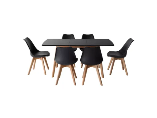 Ensemble Table Extensible 120/160cm HELGA Et 6 Chaises NORA Noir - HAPPY GARDEN -Meilleur Meubles Magasin ensemble table et chaise 10780957