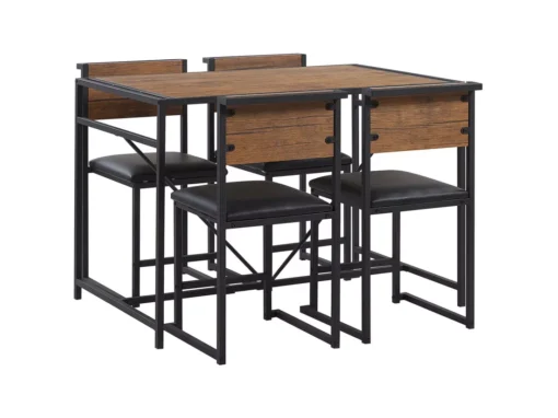 Ensemble Table De Salle à Manger Et 4 Chaises Effet Bois Foncé BURTON -Meilleur Meubles Magasin ensemble table et chaise 16156995