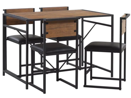 Ensemble Table De Salle à Manger Et 4 Chaises Effet Bois Foncé BURTON -Meilleur Meubles Magasin ensemble table et chaise 16157001