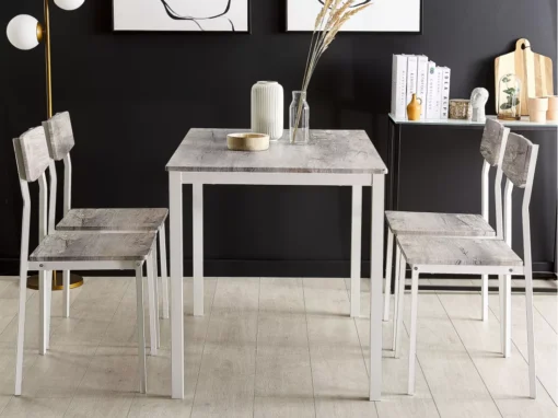 Ensemble De Salle à Manger Effet Bois Gris Et Blanc 4 Places BISMARCK -Meilleur Meubles Magasin ensemble table et chaise 16612729