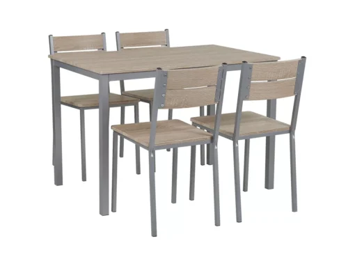 Ensemble De Salle à Manger Effet Bois Clair Et Gris 4 Places BLUMBERG -Meilleur Meubles Magasin ensemble table et chaise 16612779