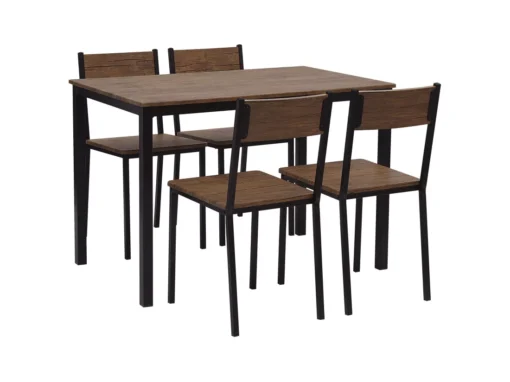Ensemble De Salle à Manger Effet Bois Foncé Et Noir 4 Places HAMRY -Meilleur Meubles Magasin ensemble table et chaise 16612957