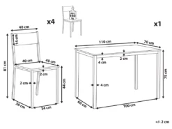 Ensemble De Salle à Manger Effet Bois Foncé Et Noir 4 Places HAMRY -Meilleur Meubles Magasin ensemble table et chaise 16612961
