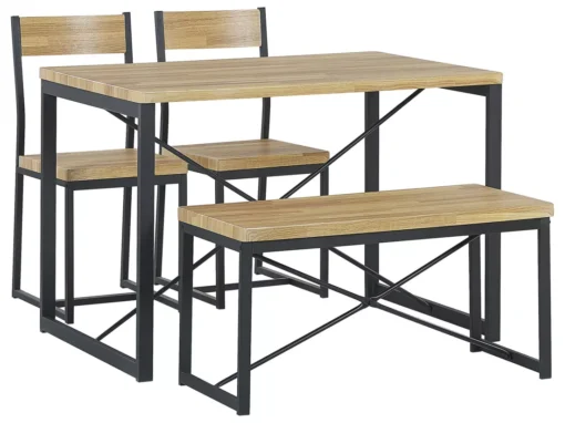 Ensemble De Salle à Manger Effet Bois Clair Et Noir 4 Places FLIXTON -Meilleur Meubles Magasin ensemble table et chaise 17667225