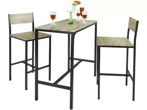 Ensemble Table De Bar + 2 Chaises Set De 1 Table + 2 Tabouret Haut De Bar Table Haute, Ogt03-n -Meilleur Meubles Magasin ensemble table et chaise 19399469