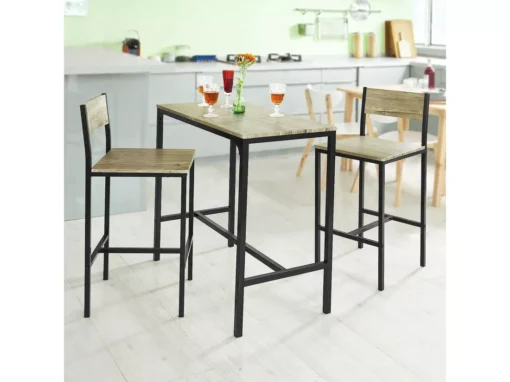 Ensemble Table De Bar + 2 Chaises Set De 1 Table + 2 Tabouret Haut De Bar Table Haute, Ogt03-n -Meilleur Meubles Magasin ensemble table et chaise 19399471