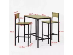 Ensemble Table De Bar + 2 Chaises Set De 1 Table + 2 Tabouret Haut De Bar Table Haute, Ogt03-n -Meilleur Meubles Magasin ensemble table et chaise 19399473