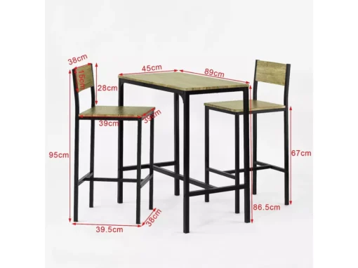 Ensemble Table De Bar + 2 Chaises Set De 1 Table + 2 Tabouret Haut De Bar Table Haute, Ogt03-n -Meilleur Meubles Magasin ensemble table et chaise 19399473