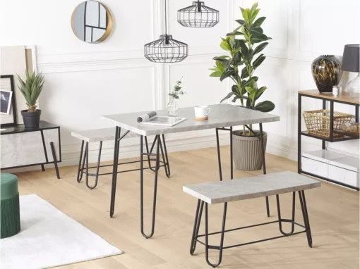 Ensemble De Salle à Manger 4 Places Effet Marbre Gris KEMPTON -Meilleur Meubles Magasin ensemble table et chaise 19479041