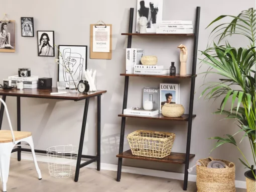 Étagère échelle Effet Bois Foncé / Noir VILSECK -Meilleur Meubles Magasin etagere 16141415